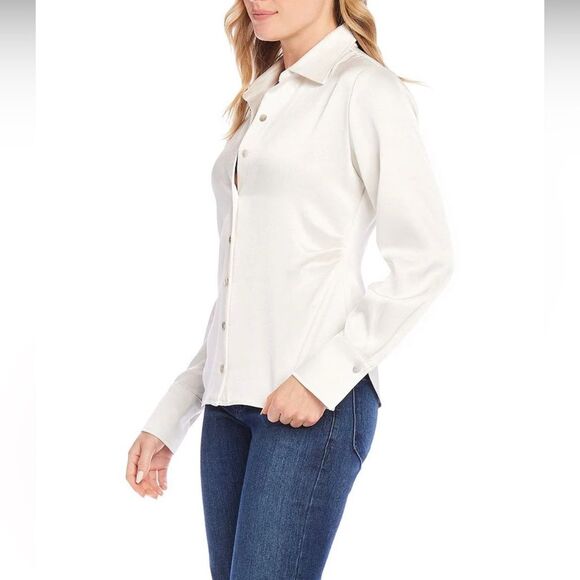 Karen Kane Satine Button down NWT Cream off white size  extra large - Picture 2 of 9